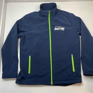 Seattle Seahawks NFL Soft Shell Jacket Men’s L Navy Full Zip Stitched Logo